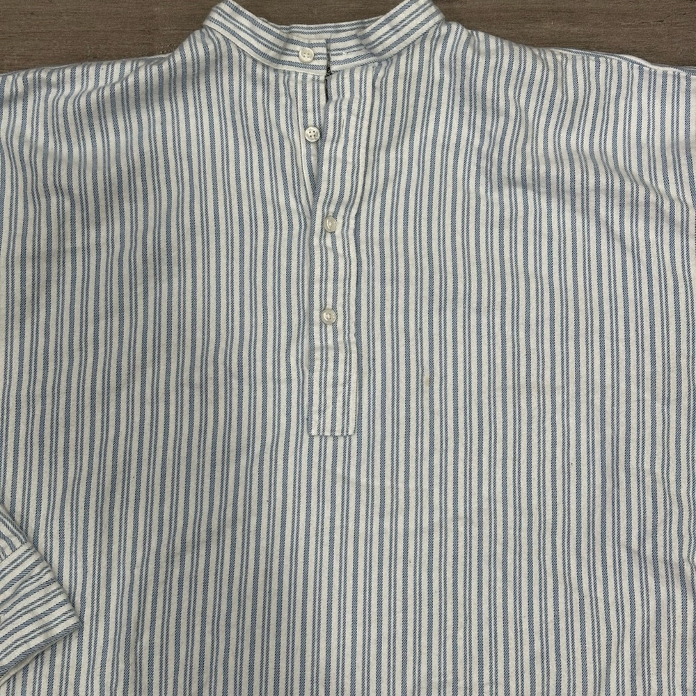 Murphy of Ireland Grandfather Shirt 3XL Collarless Striped Henley Flannel - Picture 5 of 8